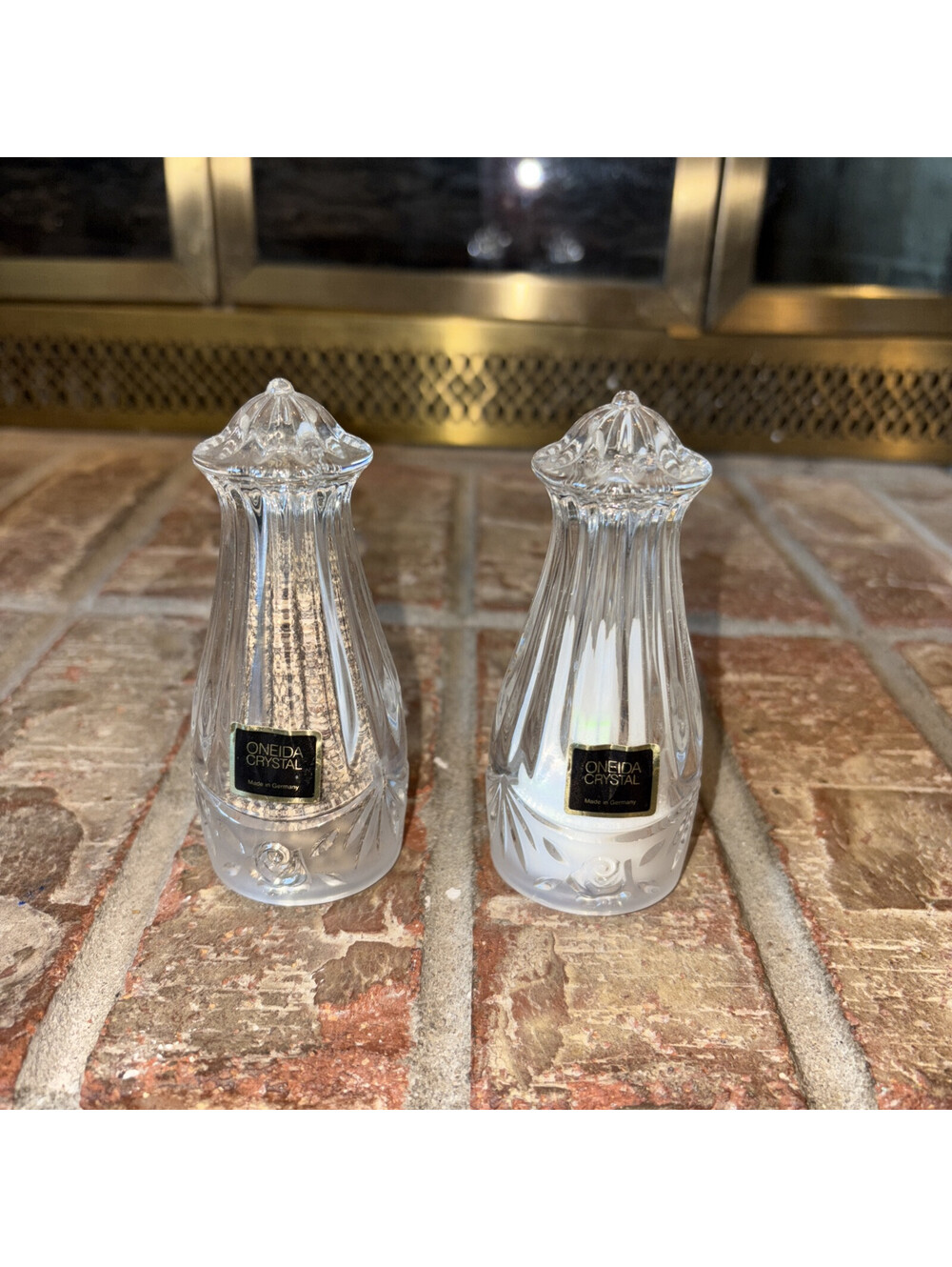 Oneida Southern Crystal Garden Salt And Pepper Shakers 4” Made In Germany